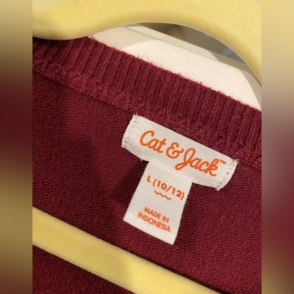 Cat & Jack Girls Size 10/12 Burgundy Cardigan - Picture 6 of 7